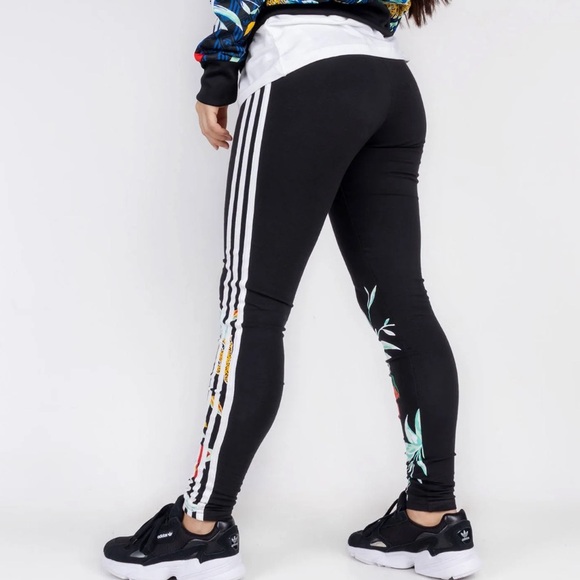 Adidas Her Studio London 3 Stripe Floral Leggings Size XS - Picture 3 of 8